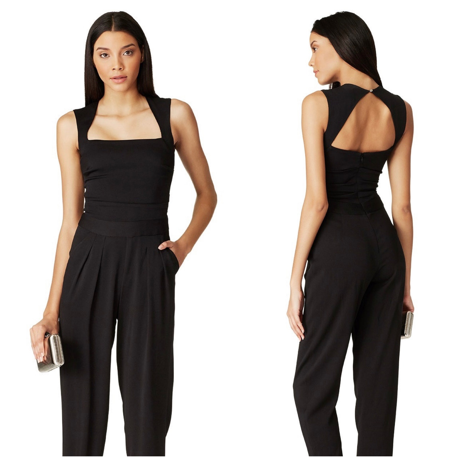 Nicole Miller Artelier Black Sleeveless Back Cutout Jumpsuit Size 4
